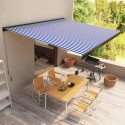 Tenda a Cassonetto Manuale 400x300 cm Blu e Bianca