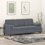 Divano a 3 Posti con Cuscini Grigio Scuro 180 cm in Velluto