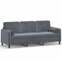 Divano a 3 Posti con Cuscini Grigio Scuro 180 cm in Velluto
