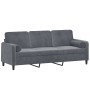 Divano a 3 Posti con Cuscini Grigio Scuro 180 cm in Velluto