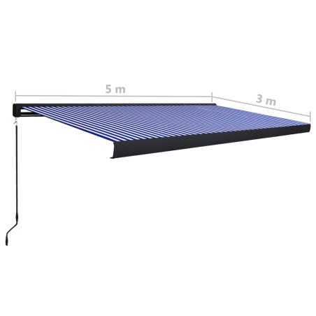 Tenda a Cassonetto Manuale 500x300 cm Blu e Bianca