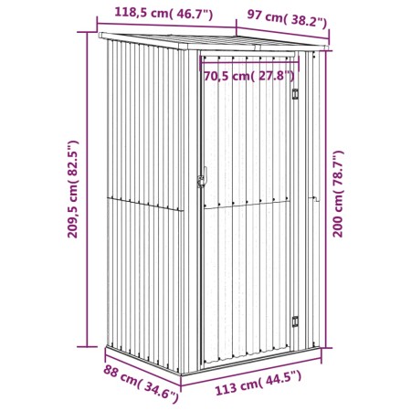 Capanno da Giardino Verde 118,5x97x209,5 cm in Acciaio Zincato