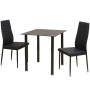 Set 3 pz Tavolo e Sedie da Pranzo Nero