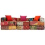 Pouf Modulare a 3 Posti in Tessuto Patchwork