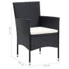 Set da Pranzo per Giardino 3 pz con Cuscini Polyrattan Nero