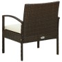 Sedia da Giardino con Cuscino in Polyrattan Marrone