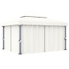 Gazebo con Tende 4x3 cm Bianco Crema Alluminio