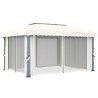 Gazebo con Tende 4x3 cm Bianco Crema Alluminio