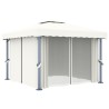 Gazebo con Tende 3x3 cm Bianco Crema Alluminio