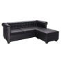 Divano Chesterfield a L in Similpelle Nero