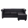 Divano Chesterfield a L in Similpelle Nero