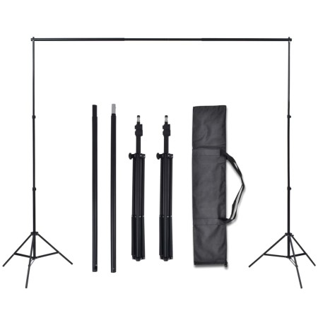 Kit Studio Foto con 3 Fondali in Cotone Telaio Regolabile 3x5 m