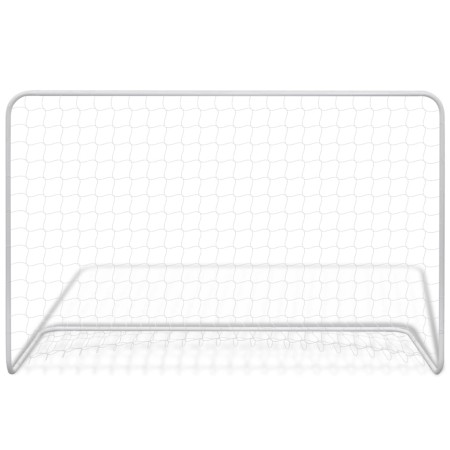 Porte da Calcio 2 pz con Reti 182x61x122 cm in Acciaio Bianche