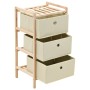 Scaffali con 3 Cesti in Tessuto 2 pz in Legno di Cedro Beige