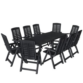 Set da Pranzo da Giardino 11 pz in Plastica Antracite