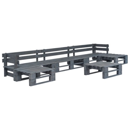 Set Mobili da Giardino 6 pz Pallet Legno Grigio