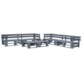 Set Mobili da Giardino 6 pz Pallet Legno Grigio