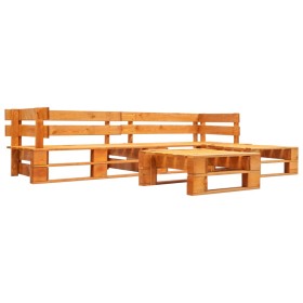 Set Divani da Giardino su Pallet 4 pz Marrone Miele in Legno