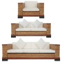 Set di Divani 3 pz con Cuscini in Rattan Naturale Marrone