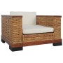 Set di Divani 3 pz con Cuscini in Rattan Naturale Marrone