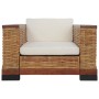 Set di Divani 3 pz con Cuscini in Rattan Naturale Marrone