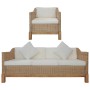 Set di Divani 2 pz con Cuscini in Rattan Naturale