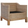 Set di Divani 2 pz con Cuscini in Rattan Naturale