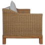 Set di Divani 2 pz con Cuscini in Rattan Naturale