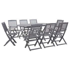 Set da Pranzo per Giardino 9 pz Legno Massello di Acacia Grigio