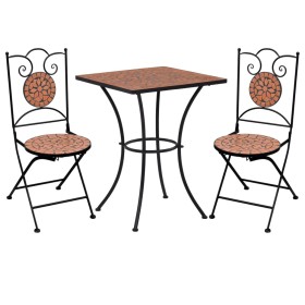 Set Bistrò 3 pz con Mosaico in Ceramica Terracotta