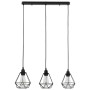 Lampadario con Design Diamante Nero 3 Lampadine E27