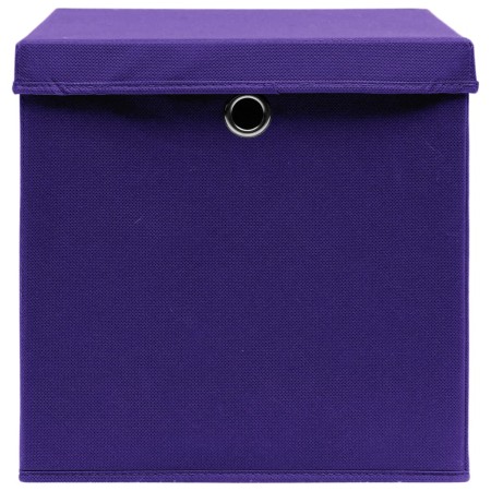 Scatole Portaoggetti con Coperchi 4pz Viola 32x32x32cm Tessuto