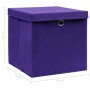 Scatole Portaoggetti con Coperchi 4pz Viola 32x32x32cm Tessuto