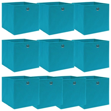 Scatole Portaoggetti 10pz Azzurre 32x32x32 cm Tessuto