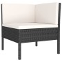 Set Divani da Giardino 3 pz con Cuscini in Polyrattan Nero