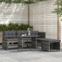 Set da Pranzo da Giardino 4 pz con Cuscini in Polyrattan Grigio