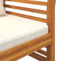 Set Divani Giardino 2 pz Cuscini Bianco Crema in Legno Massello