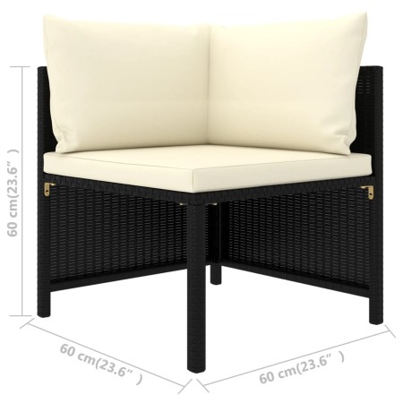 Set Divani da Giardino 4 pz con Cuscini in Polyrattan Nero