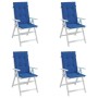 Cuscini per Sedie 4 pz Blu Reale 120x50x3 cm in Tessuto