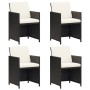 Sedie da Giardino 4 pz in Polyrattan Nero
