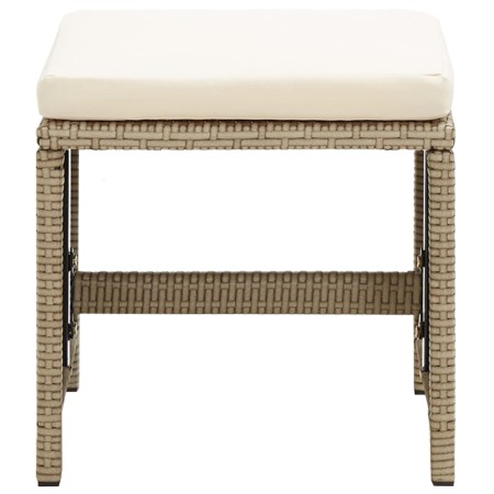 Sgabelli da Giardino 4 pz con Cuscini in Polyrattan Beige