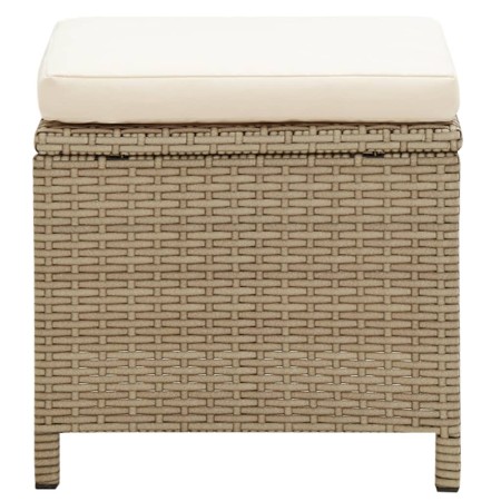 Sgabelli da Giardino 4 pz con Cuscini in Polyrattan Beige