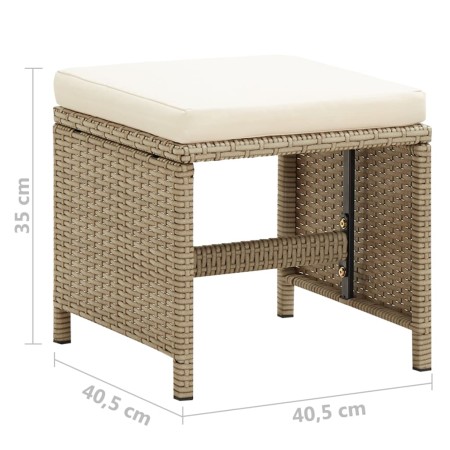 Sgabelli da Giardino 4 pz con Cuscini in Polyrattan Beige