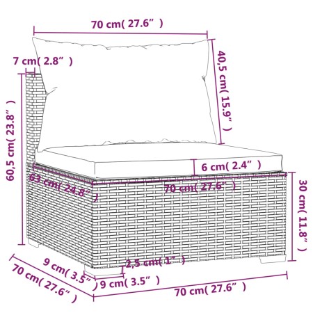 Divano a 3 Posti con Cuscini in Polyrattan Marrone