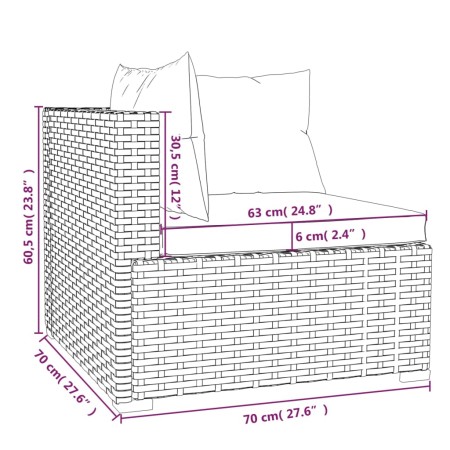 Divano a 3 Posti con Cuscini in Polyrattan Marrone