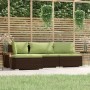 Set Mobili da Giardino 4 pz con Cuscini in Polyrattan Marrone