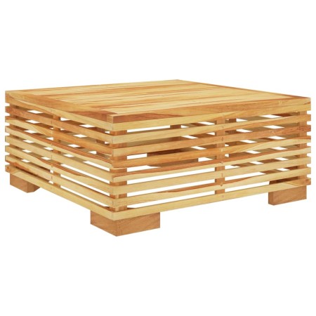 Poggiapiedi da Giardino con Cuscino Crema Legno Massello Teak