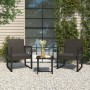 Set Divani da Giardino 3 pz con Cuscini Nero in Polyrattan