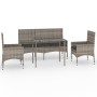 Set Divani da Giardino 4 pz con Cuscini in Polyrattan Grigio