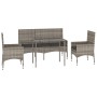 Set Divani da Giardino 4 pz con Cuscini in Polyrattan Grigio